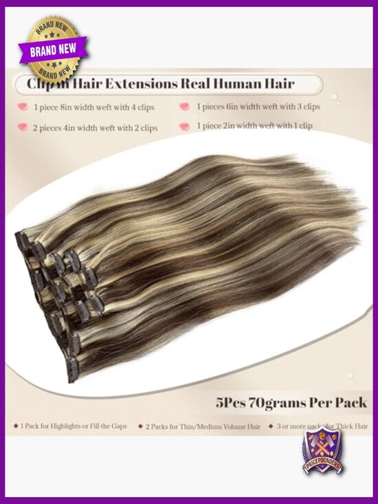 Clip In Human Hair Extensions 15 Inch Thick Long Straight Lightweight main image 4